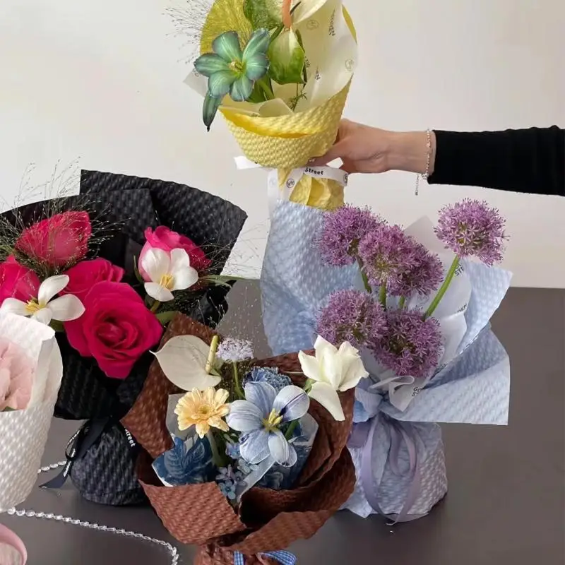 10Pcs 50*50cm Tissue Paper Flower Bouquet Wrapping For Florist Wedding Birthday Party Gift Packing Decor DIY Crafts Dot Embossed - view 2