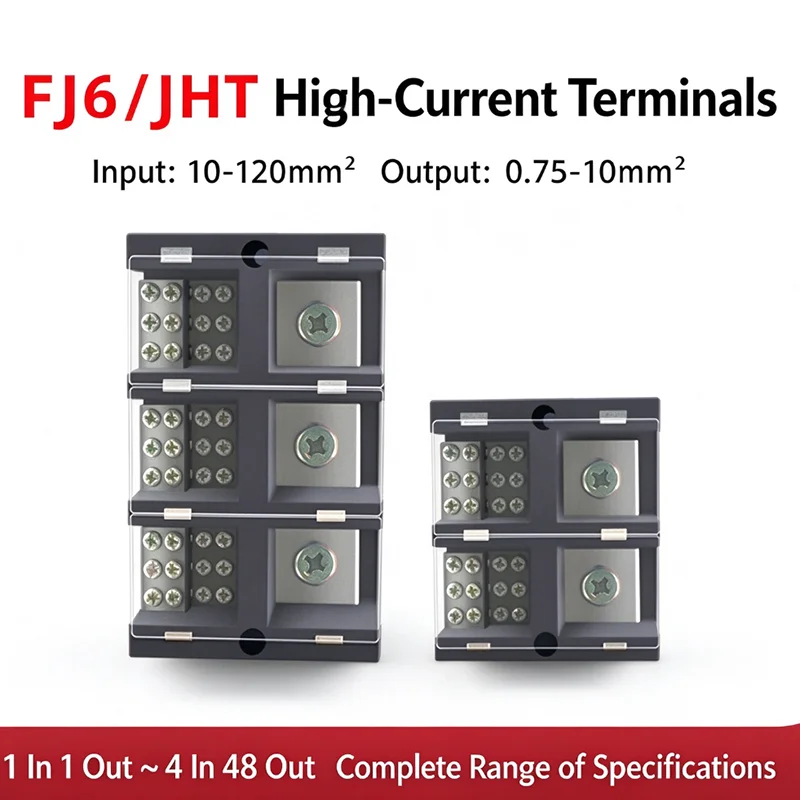 FJ6 JHT Terminal Box Multiple-input Multiple-output Metering Box High-current Special Junction Boxs In 10-120mm Out 0.75-10mm