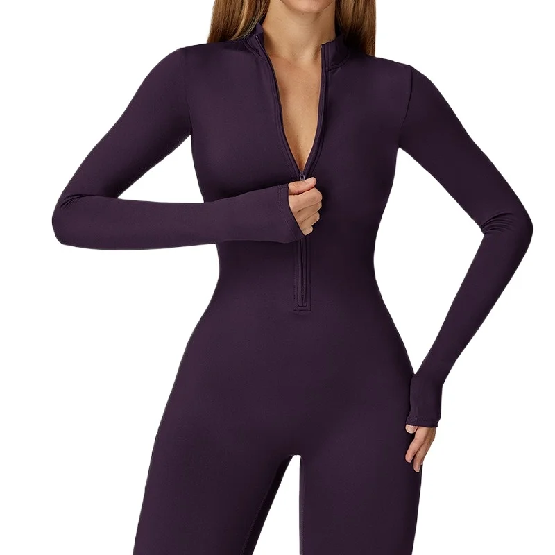 

Winter Warm Fleece Jumpsuit Zipper Workout Sports Overalls Women Running Fitness Suit Gym Tracksuit Push Up Sportswear Yoga Set