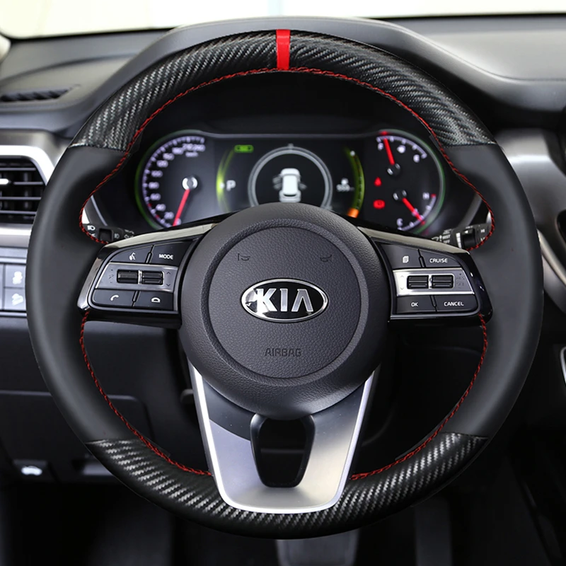 Custom DIY Car Steering Wheel Cover 100% Fit For Kia K5 Optima 2018 2019 Sportage 3 2019 Forte Ceed Cee\'d 2017 2018 2019