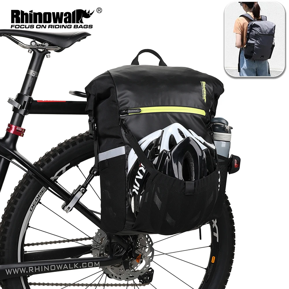 Rhinowalk 24L Cyclimg Bag Multifunctional Bike Pannier Bag Waterproof Bicycle Rear Seat Bag Backpack Motor Bag Luggage Bag