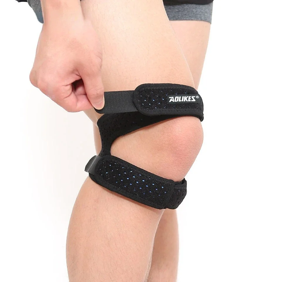 1PCS Sports Kneepad Double Patellar Knee Patella Tendon Support Strap Brace Pad Protector Open Knee Wrap Strap Band