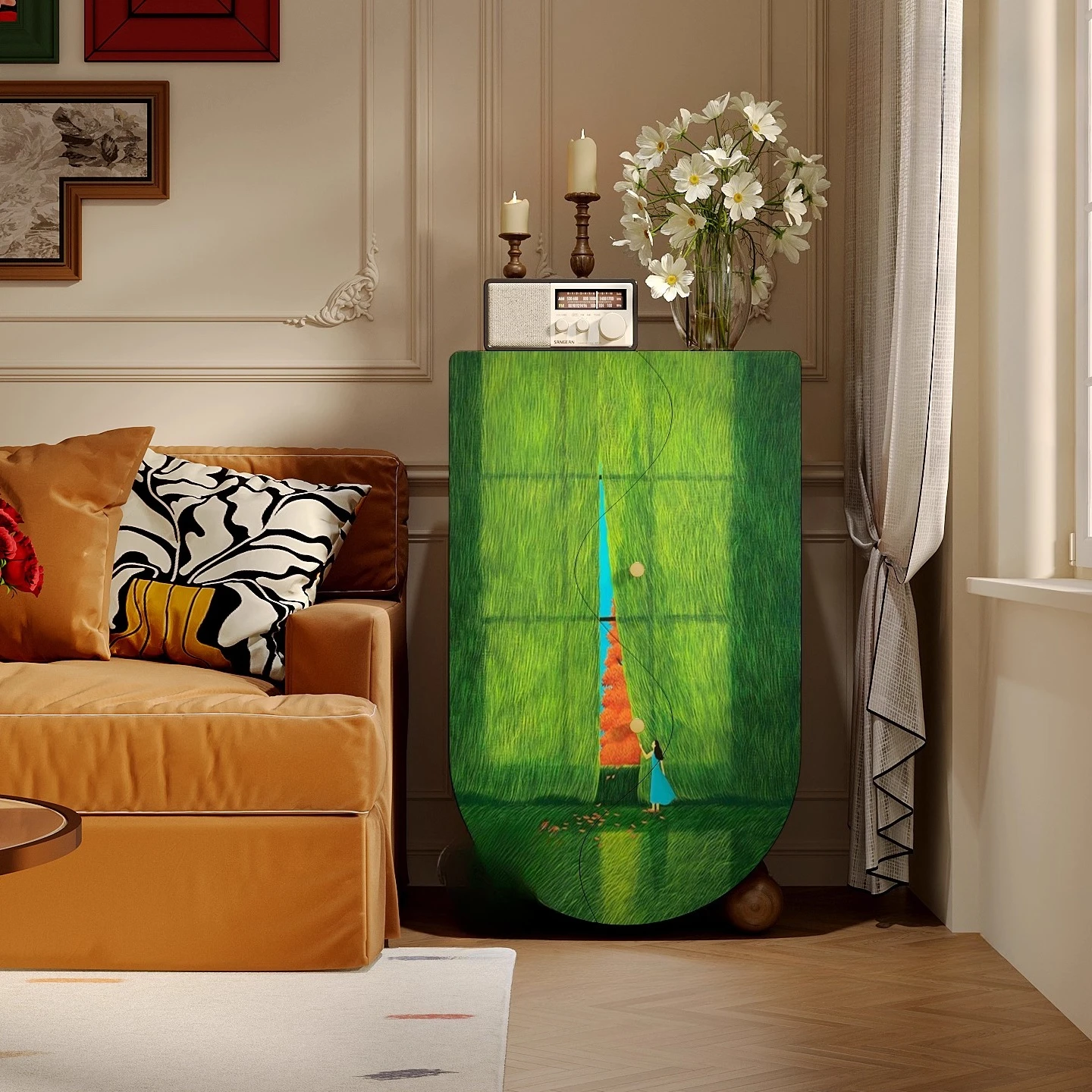 High sense niche art healing department painted household bucket cabinet side cabinet wall storage cabinet