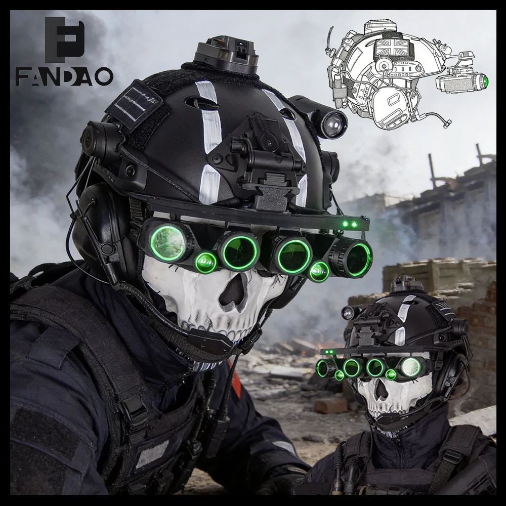 

Тактический шлем Ghost (Каллиджон) из Call of Duty 19, комплект для ночного рейда с гарнитурой и масками-черепами для игры в CS, пейнтбола и косплея