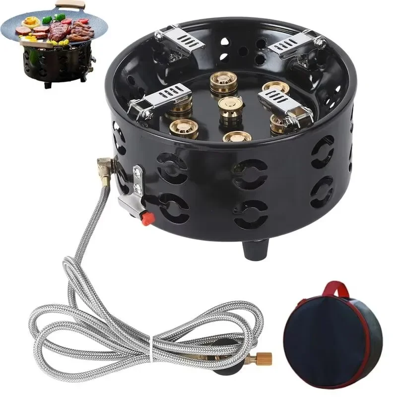 19800W 7-Core Camping Stove Outdoor Camping Burner Stove Gas Stove Tourist Gas Burner Windproof Stove Burner for Camping Fishing