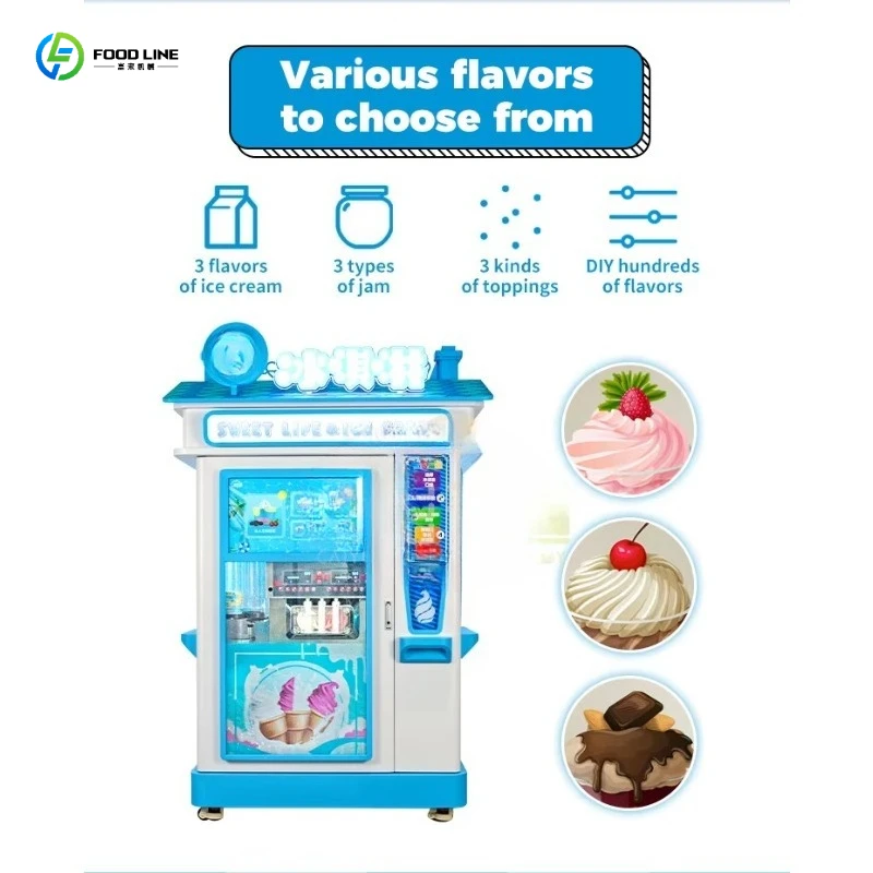 Soft Ice Cream Auto Seller Machine Coin Token Operated, Countertop Frozen Drink Maker for Zoo Park