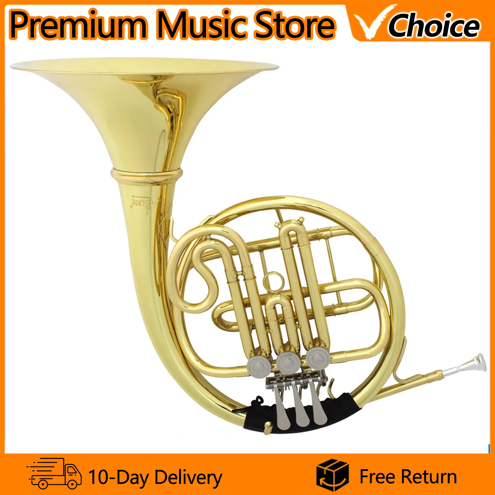 Bb Flat French Horn Professional Brass Body 3 Key French Horn Musical Instrument Accessories with Case Golden Split French Horn
