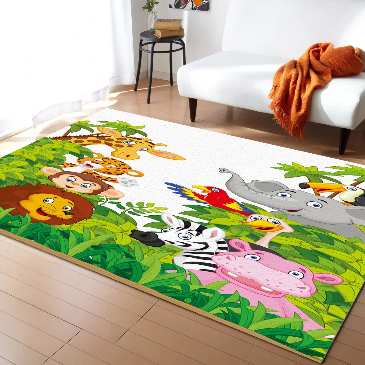 Jungle Cartoon Animal Carpet Giraffe Lion  Living Room Decoration Large Rug Bedroom Child Crawling Mat Bathroom Bath 