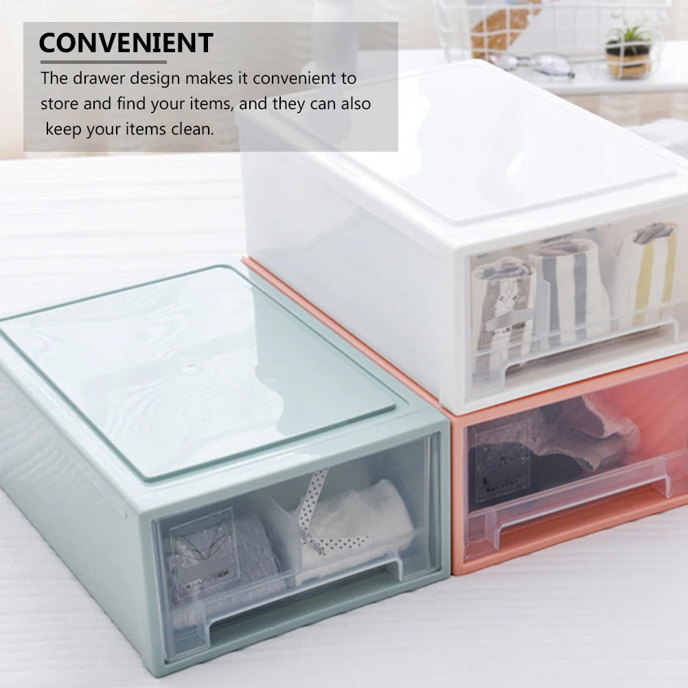 

1Pcs Drawer Storage Cabinet Sturdy Plastic Large Capacity Cosmetics Clothes Organizer Storage Box White Underwear Organizer