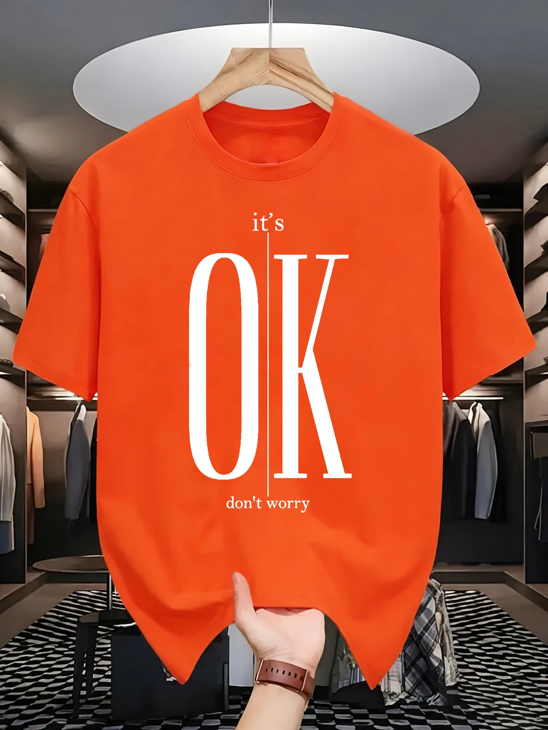 It'S Ok Don'T Worry Design Men T-Shirt Loose Vintage Short Sleeve Cotton Fashion Clothing Summer Unisex Soft Basics T-Shirts