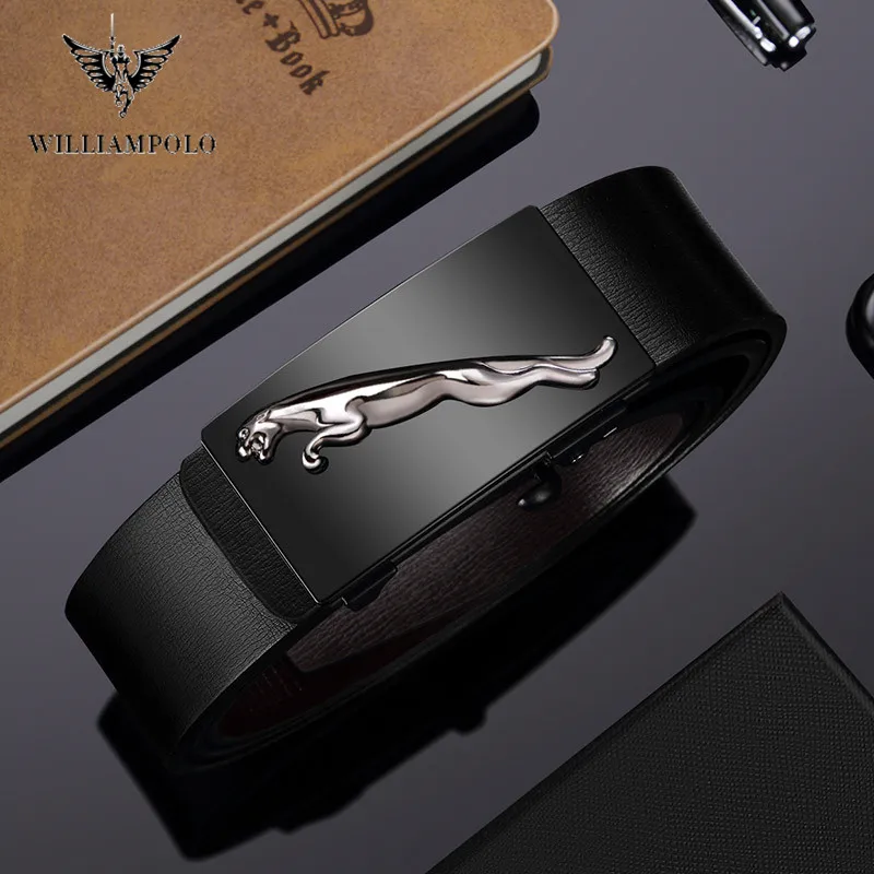 

WILLIAMPOLO Fashion Business Men's Belt Genuine Luxury Leather Brand Belt Automatic Buckle Belt For Men Jeans Belt