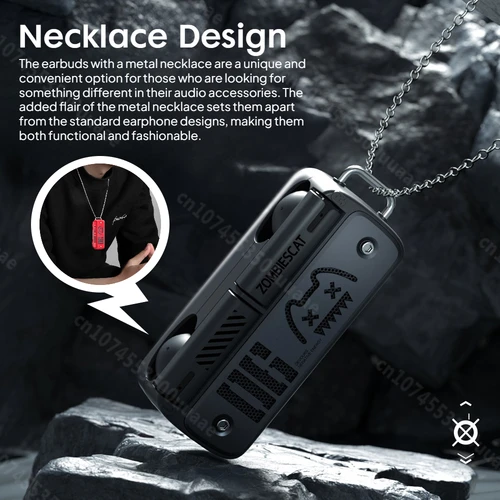Imagen 2 del producto Zombie Cat B8 TWS auriculares inalámbricos diseño de collar Bluetooth 5,4 auriculares ENC llamadas reducción de ruido auriculares inalámbricos con micrófono