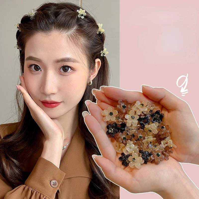 10 sztuk koreański Mini kwiatowy pazur do włosów Kawaii spinka do włosów pazur zacisk warkocz klipy nakrycia głowy dziewczyny damskie akcesoria do włosów