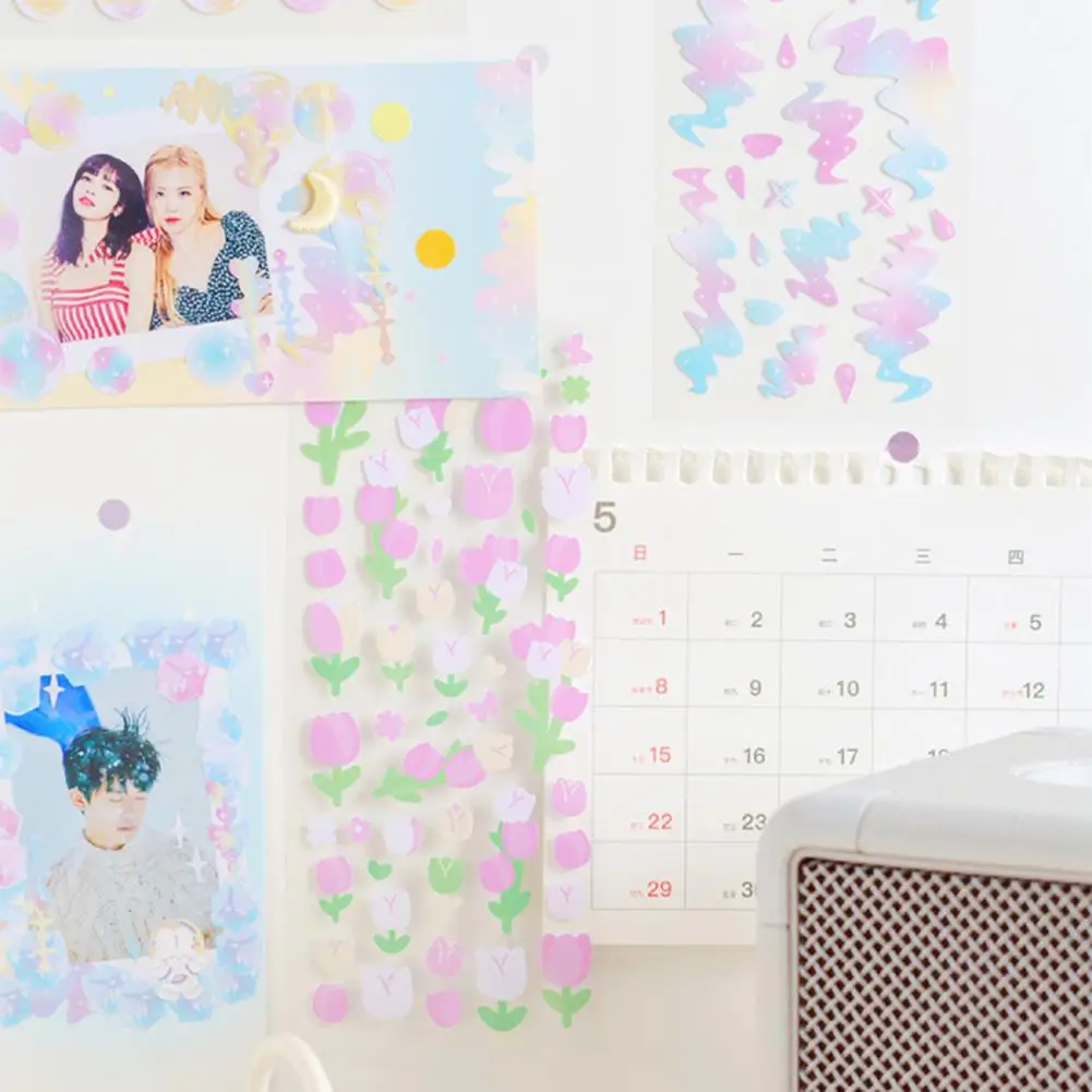 Handbook Sticker PVC Journal Sticker Long-lasting DIY  Practical Round Cube Pattern Handbook Sticker