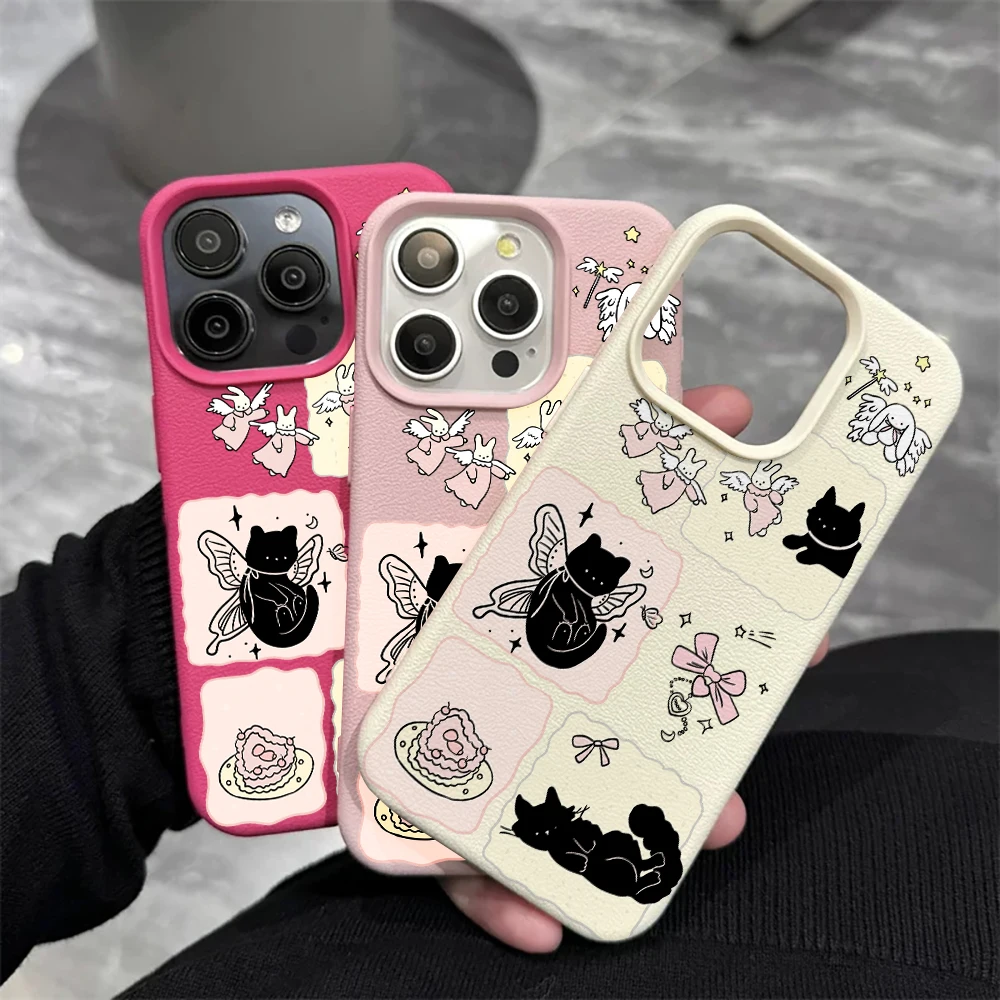 Angel White Rabbit Handyhülle für iPhone 17 16 15 14 13 12 Pro Max 16 15 14 Plus 17 16 15 14 13 Pro 17Air Silikon-Matt-Cover – Detail 4