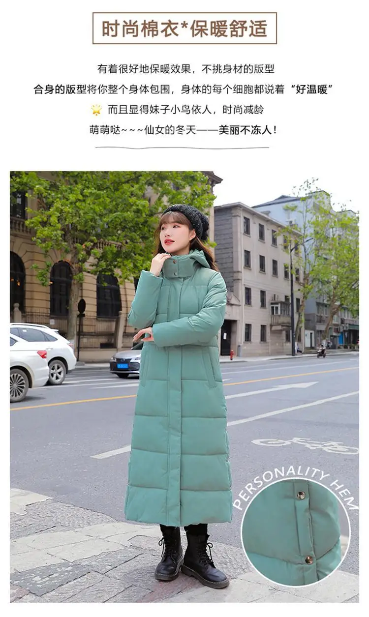 New Female Down Cotton Coat Loose Hooded Parka Overcoat Long Winter Jacket Women Clothes Warm Padded Jackets Oversized Outerwear