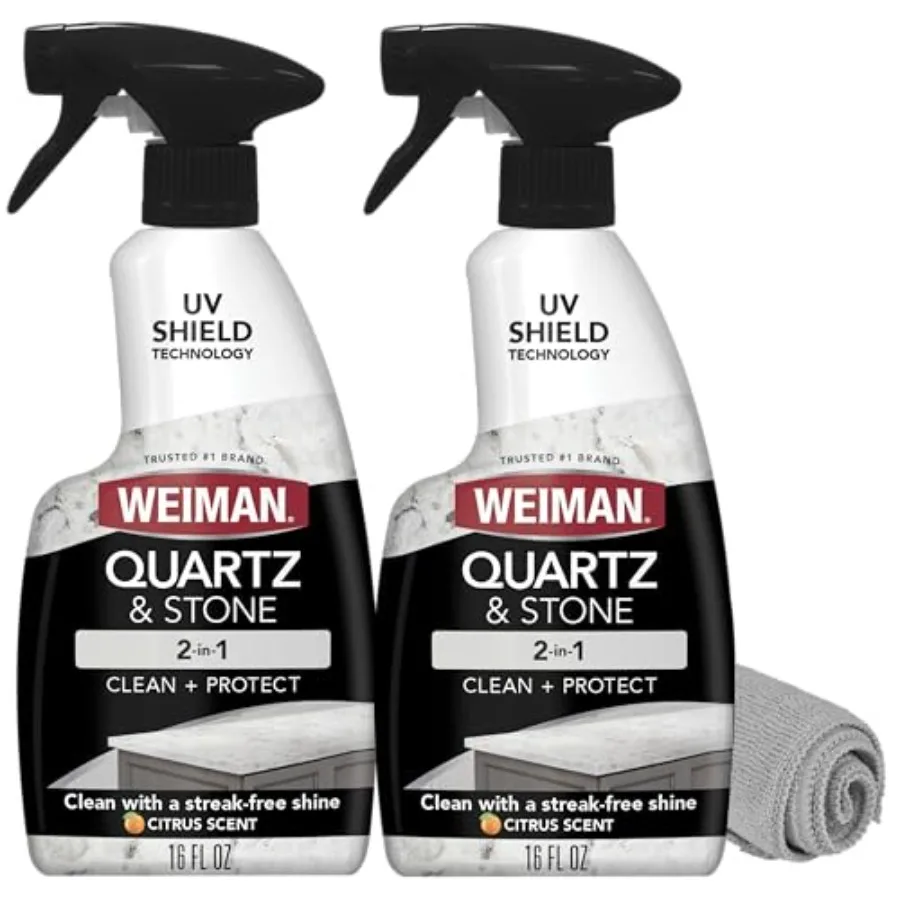 

Quartz Countertop Cleaner and Polish 2 Pack w/Micro Towel Clean and Shine Your Quartz Countertops Islands and Stone Surfaces wi