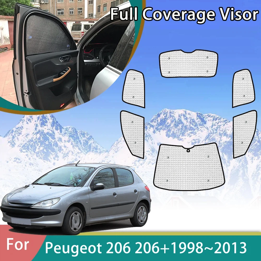 For Peugeot 206 206+1998-2013 2001 2002 2008 2010 Car Mesh Sunshade Magnetic Window Shades Visor Curtains Auto Accessories