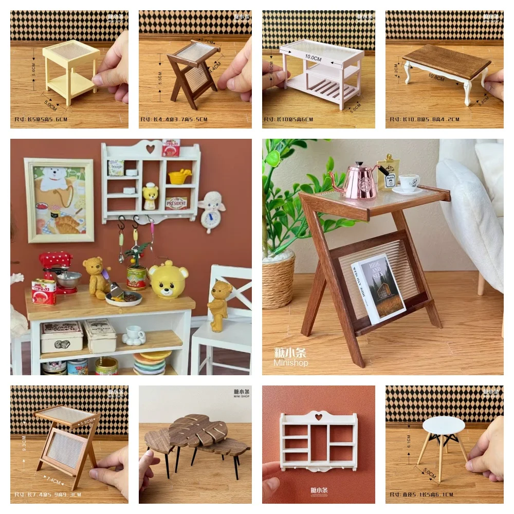 Doll House Miniature Furniture 1/6 Corner Table Love Shelf 1/12 End Table Operating Table Blythe Living Room Angel Decoration