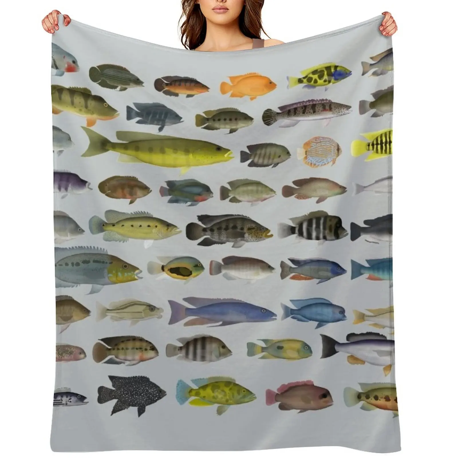 Cichlid Group Throw Blanket Giant Sofa Cute Plaid For Decorative Sofa Luxury Throw Blankets