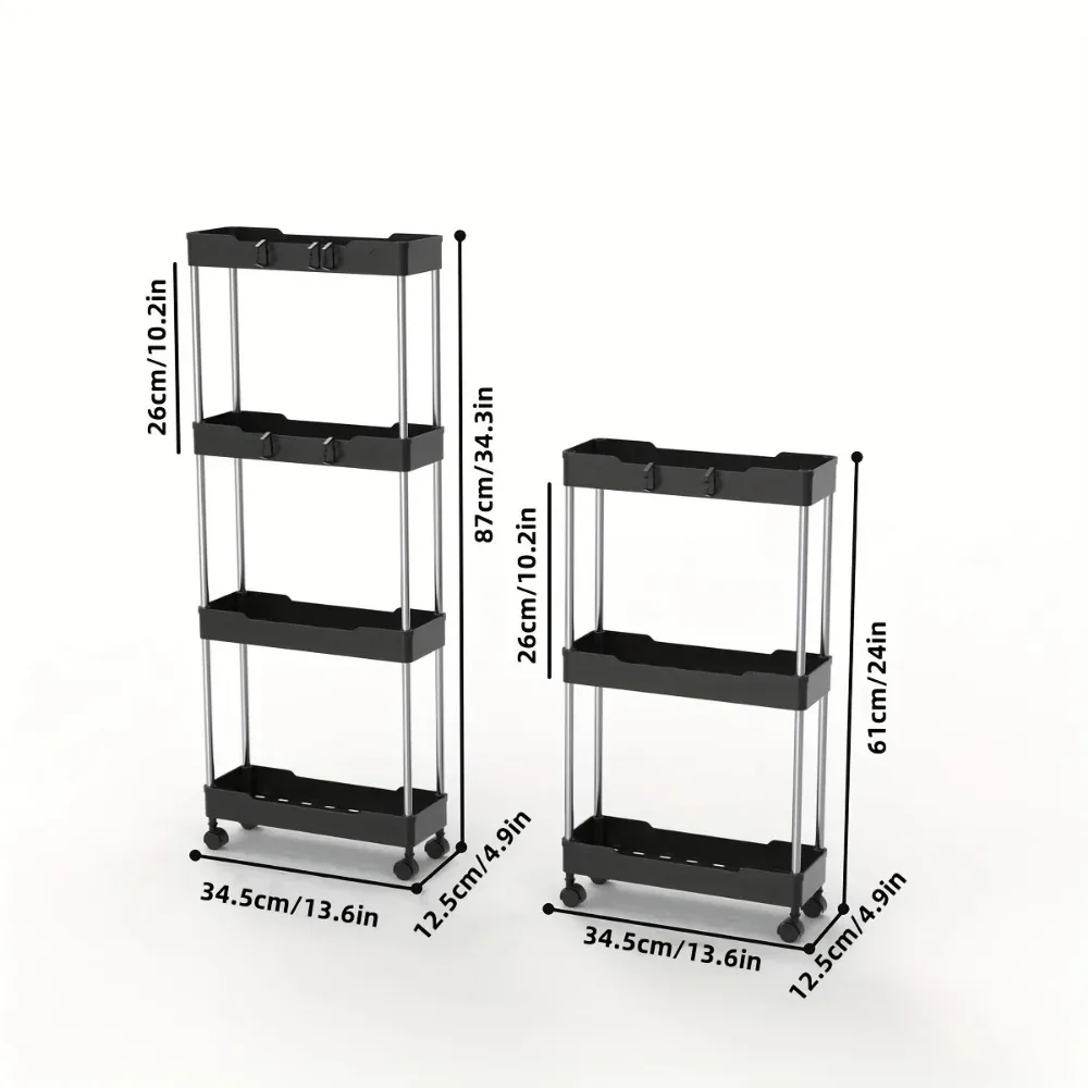 Portaoggetti da bagno con ruote, carrello portaoggetti con rotelle a 3/4 strati, Organizer per il bagno, carrello multiuso