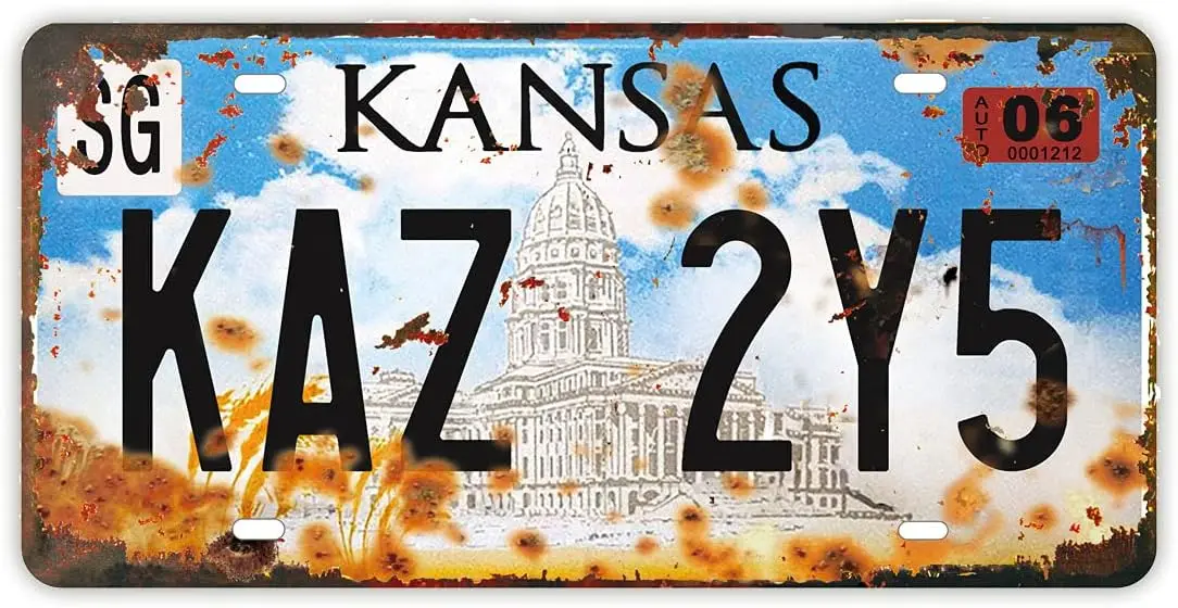 Placa de Metal Retro Embossada |   Supernatural |   Placa de identificação de metal, placa de identificação de filme, 12x6 polegadas (Kansas - Kaz 2Y5)