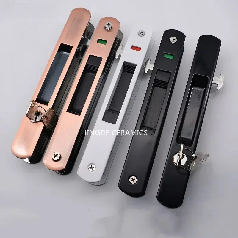 20x2.8cm Bathroom Sliding Door Window Security Lock Modern Mobile Glass Door Double Sided Locks Hidden Type 90 Single Hook Lock