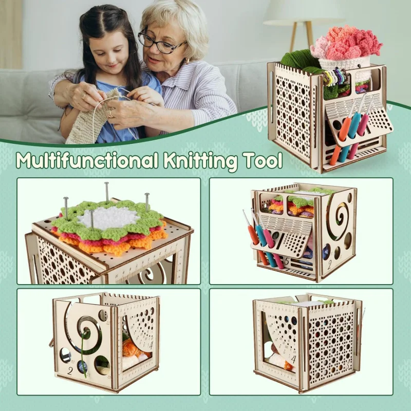 Creative Wooden Yarn Bowl Crochet Organizer Storage Holder DIY Wooden Yarn Dispenser Knitting Bowl For Knitting Crochet Skeins