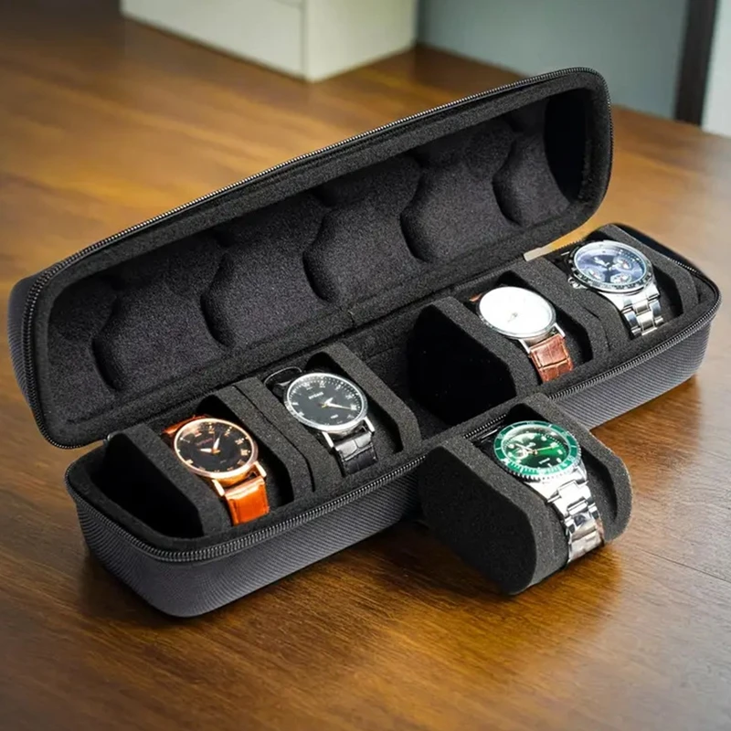 Organizador de caja de reloj para hombres o mujeres, estuche de viaje para relojes, soporte de exhibición portátil para relojes de pulsera y relojes inteligentes