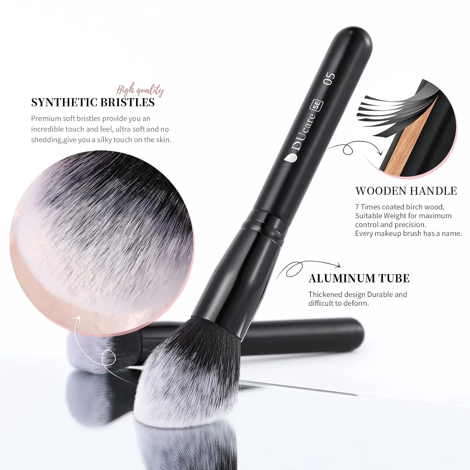 Ducare set de brochas maquillaje, Pinceles de Pelo Sintético, Suave, Color Negro, profesionales, alta calidad,Cepillo para Maquillarse, Sombra de