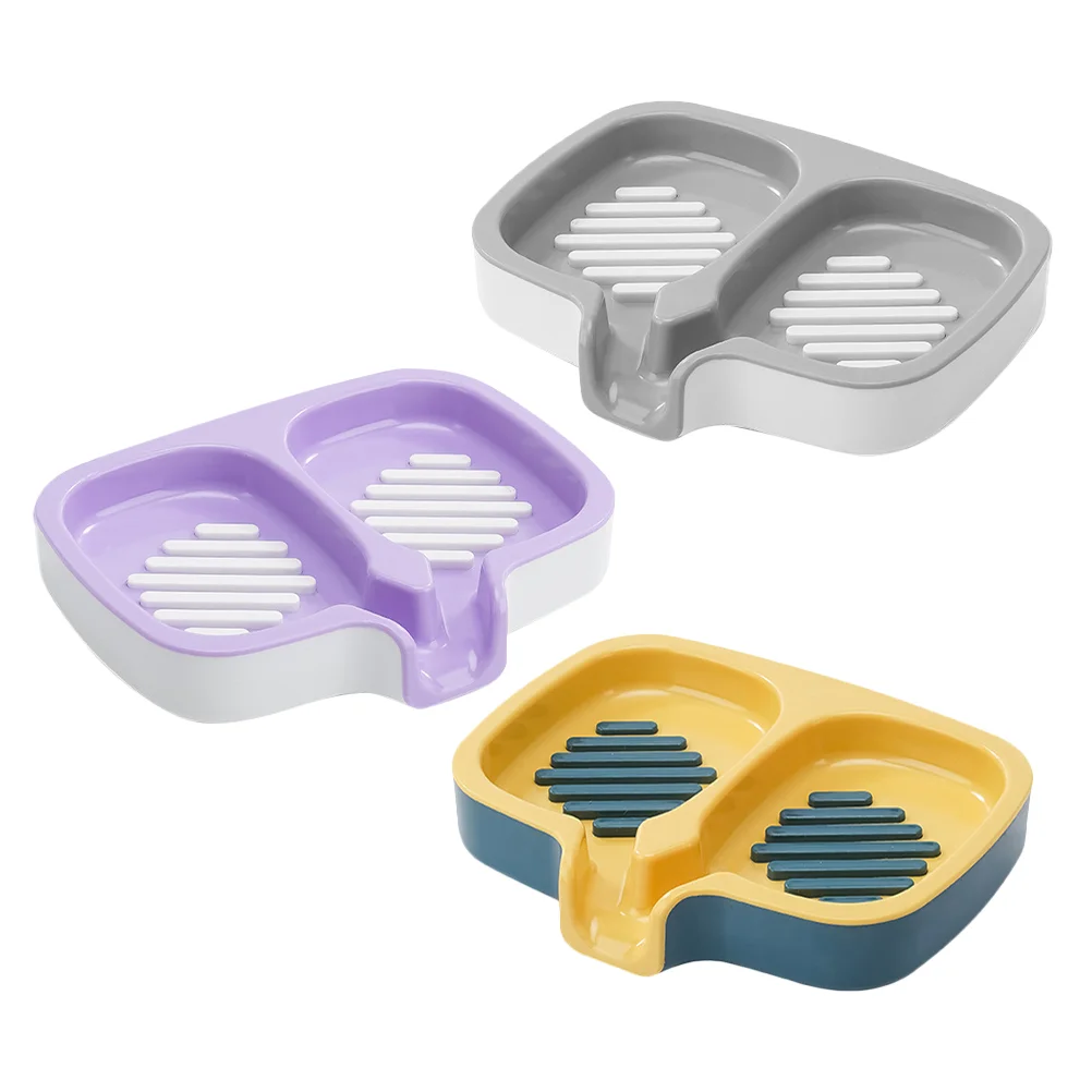 

Double Layer Soap Dish Holder Bathroom Portable Container Bar Draining Self Tray Decorations Organizer Shelf