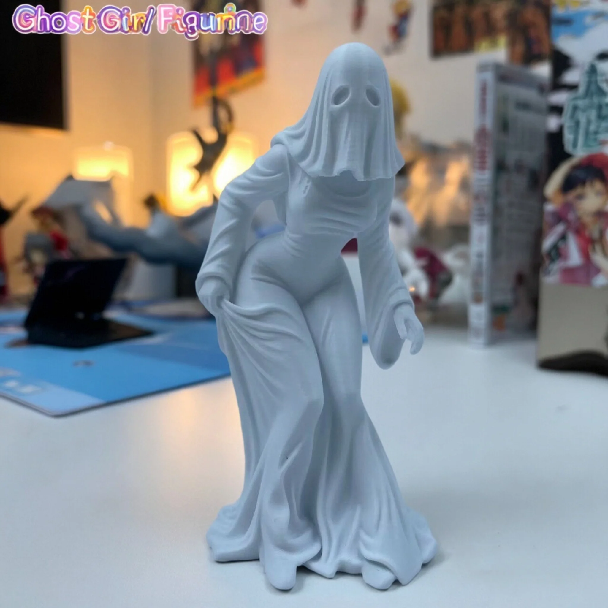 Figura de fantasma blanca, decoración de estilo oscuro, adorno para el hogar, regalo creativo, coleccionable de nicho