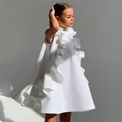 2024 New Princess Ruffles White Luxury Holiday Dresses Sleeveless Wedding Spanish Children Kids Party Costume Baby Girls Clothes