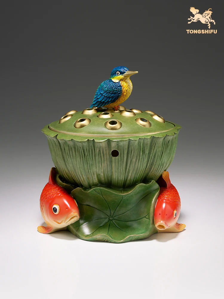 

Медная металлическая курильница для благовоний, фигурки птиц, поделки для домашнего декора, украшение для кабинета, скульптура гостиной