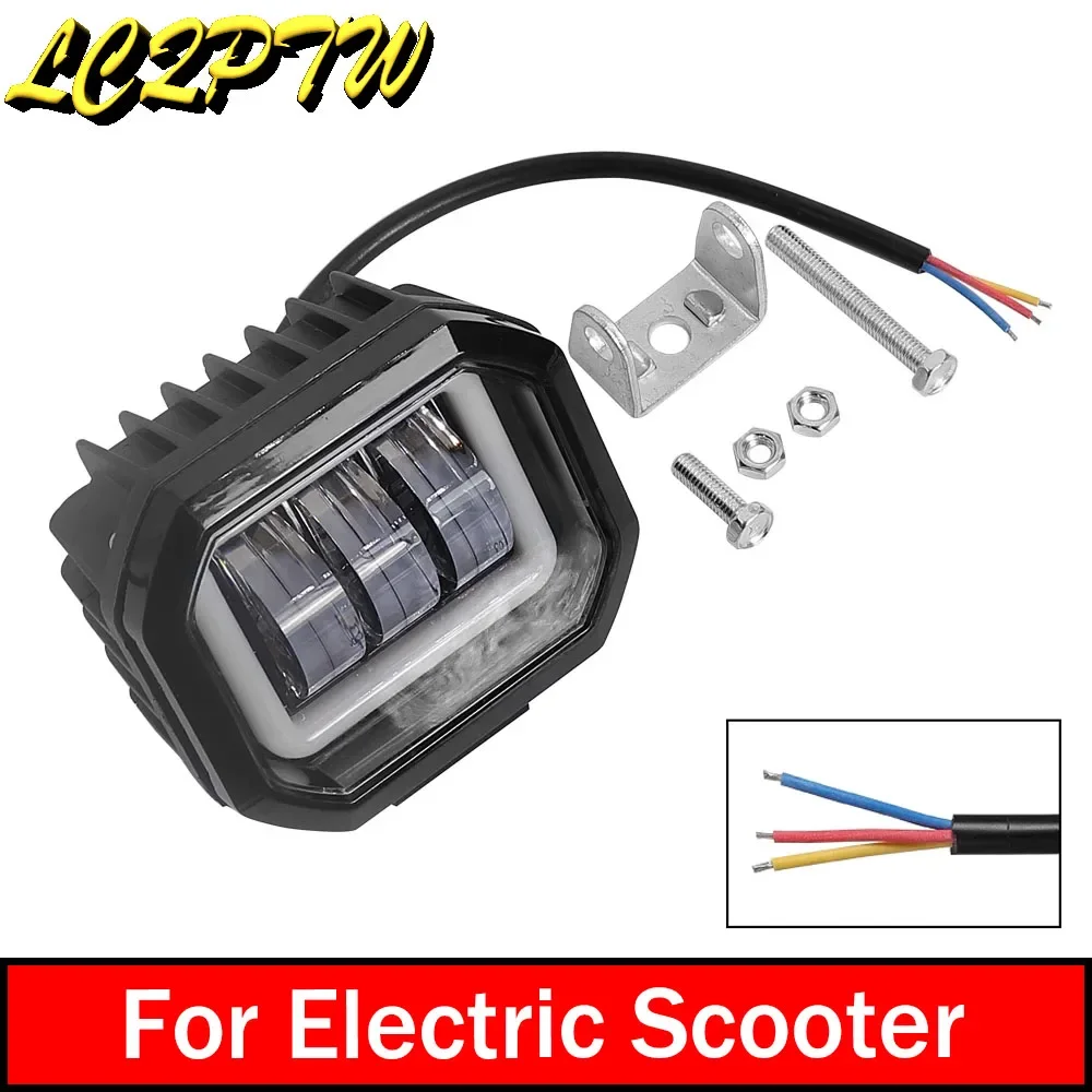 DC 12V-80V 16W Led Liht Spotlight Electric Bicycle Parts Front Lamp Waterproof Warning Headlight Universal for Electric Scooter