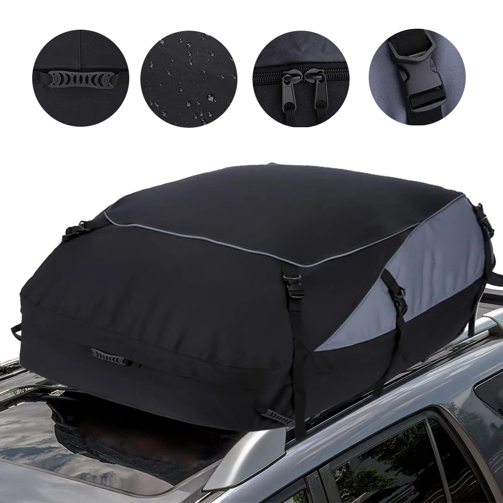 Black Car Roof Bag Sun-proof And Dust-proof 600D Oxford Cloth Outdoor SUV Foldable Self-driving Travel Equipment Roof Bag