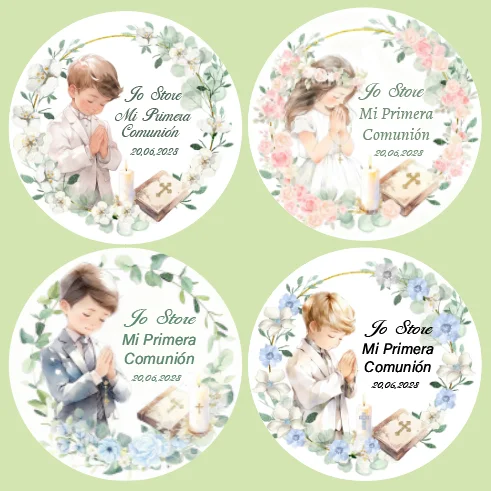 Pegatina personalizada de primera comunión para niño y niña, bautizo, nombre personalizado, Mi Bautizo, bautismo, Baby Shower, etiqueta, recuerdos de fiesta