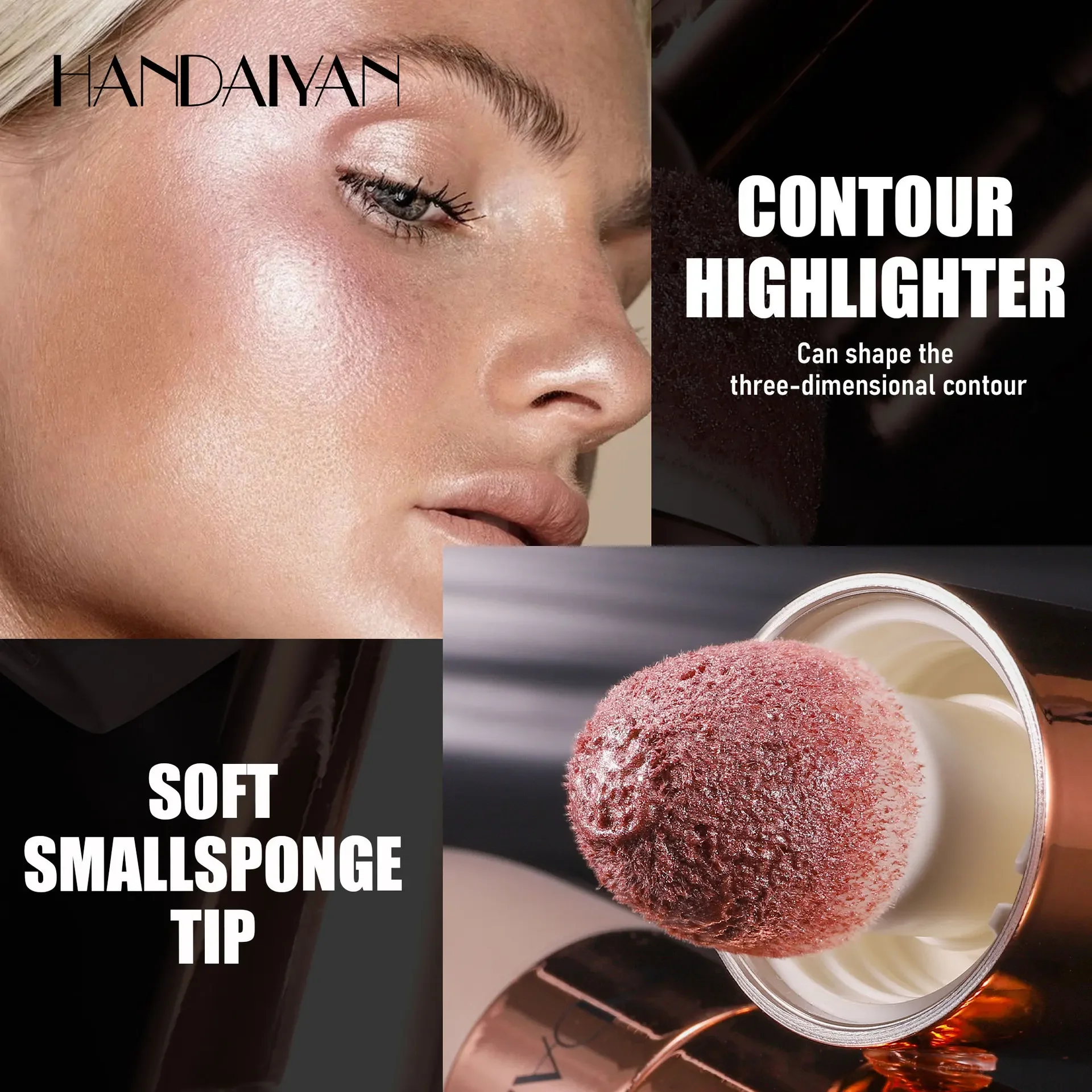 Rose Glow Liquid Contour Highlighter 3D Effect ฟองน้ํานุ่มเคล็ดลับสวมใส่ยาวนาน Face Body Hihglight Contouring Stick