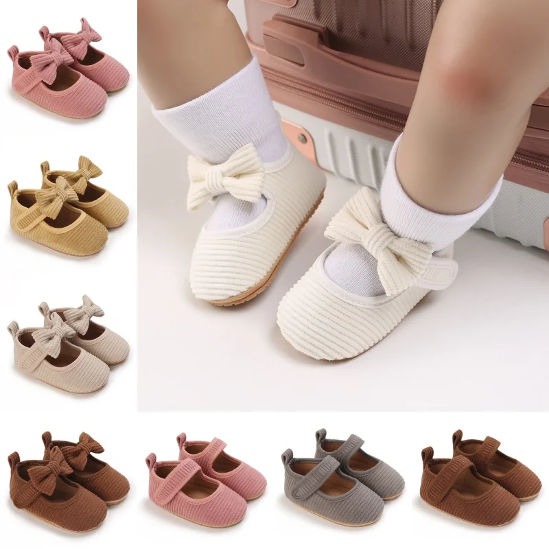 Spring and Autumn Corduroy Baby Shoes Baby Princess Learning Shoes Rubber soled Anti Slip Learning Shoes Baby Shoes
