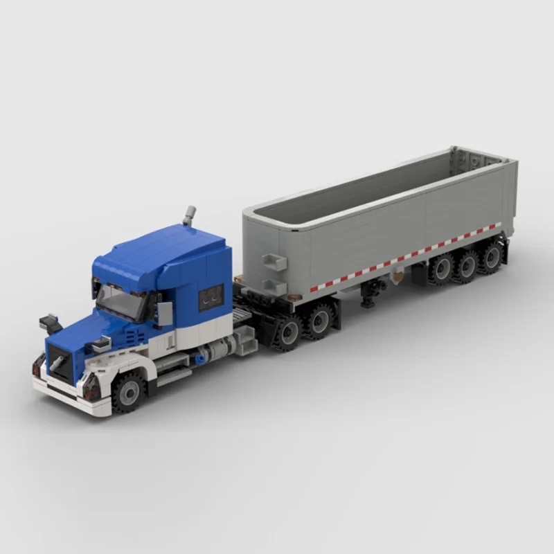 ตัวต่อรถบรรทุกเมือง รุ่น MOC แบบ VNL พร้อมตู้แช่แข็ง เทคโนโลยีโมดูลาร์ ของเล่นประกอบสำหรับเด็ก ของขวัญวันหยุด