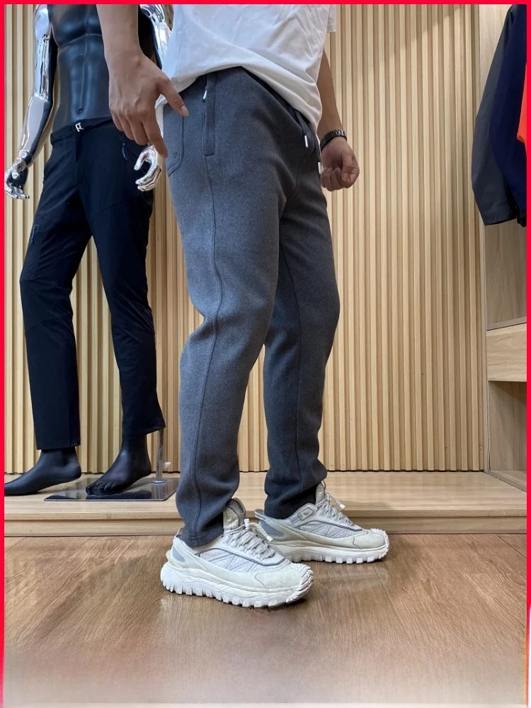 

Thiened Fce Winter Sports Leisure Pants Men's Color Large Size Warm Straight Leg Elastic Waist Casual Trousers