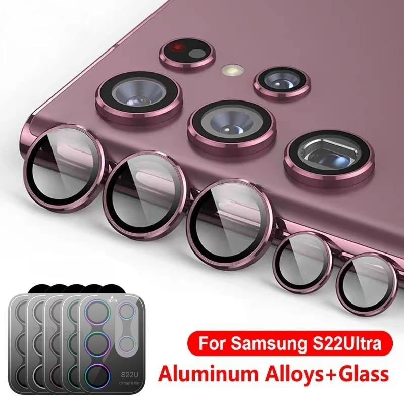 For Samsung S24 Ultra Camera Lens Protector Aluminum Alloy Metal Tempered Glass Camera Film For S22 23 24 Ultra 5G Accessories