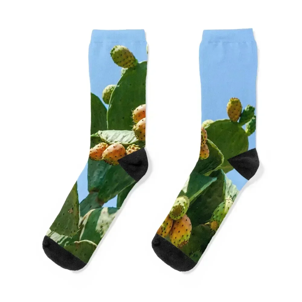 Orange fruits of Opuntia ficus-indica (prickly pear) Socks moving stockings aesthetic New year's hiphop Man Socks Women's