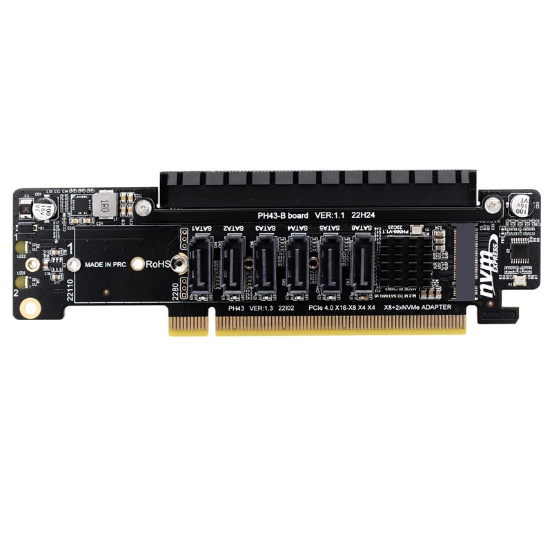 PCI Express X16 4,0 A X16 Slot + 2Port M.2 NVME PCI-E Split VROC Card M KEY NVME RAID Card para 2230 2242 2260 2280 22110 M2 SSD