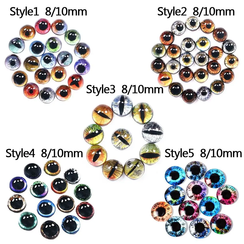 50pcs/25Pairs 8/10mm Toy Dinosaur Time Gem DIY Crafts Doll Eyeballs Glass Dolls Eyes Animal Eyes