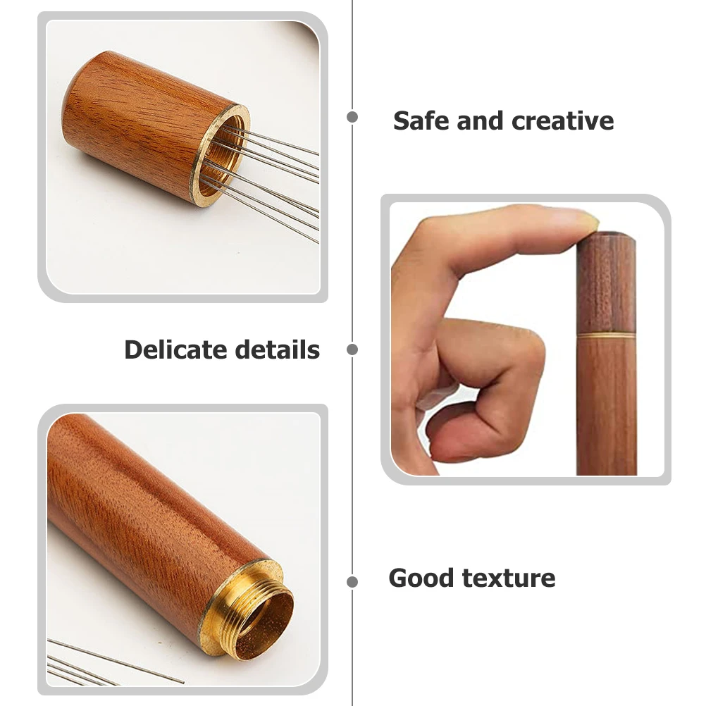 

Wooden Coffee Powder Needle Tool 8 Needles Round Head for Espresso Accessories Distributor Stirrer with Storage