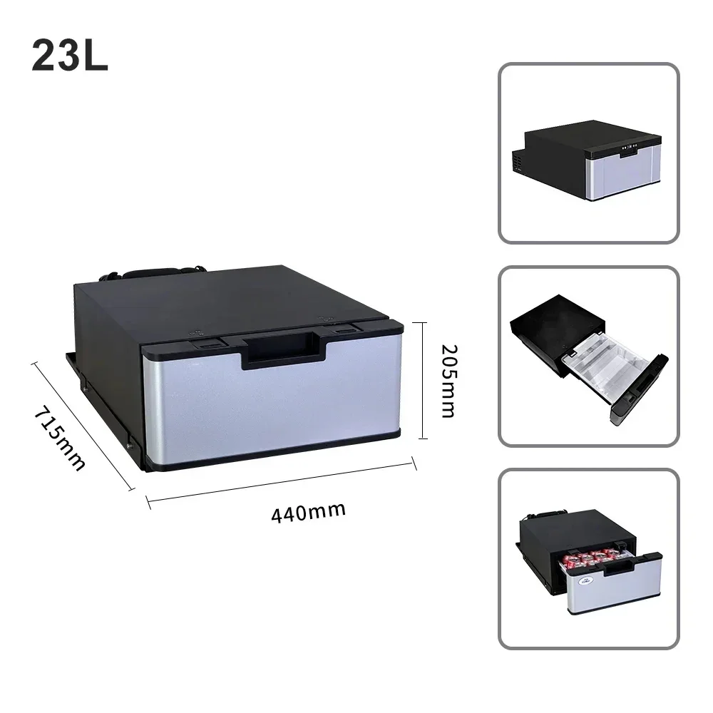 Stainless Steel Material 23 Liter Portable Drawer Fridge 12V 24V Car Freezer 220V Slide Out  Refrigerator