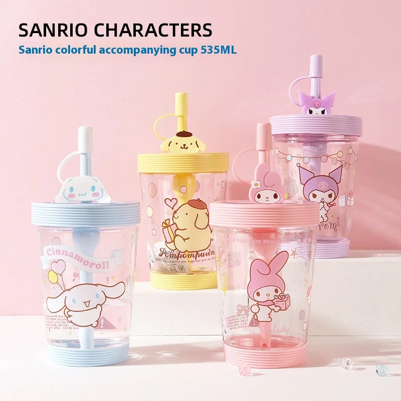 

Оригинальная серия персонажей Miniso Sanrio, цветная сопутствующая чашка, соломенная чашка Cinnamoroll, милая мультяшная чашка для воды Kuromi, детский подарок