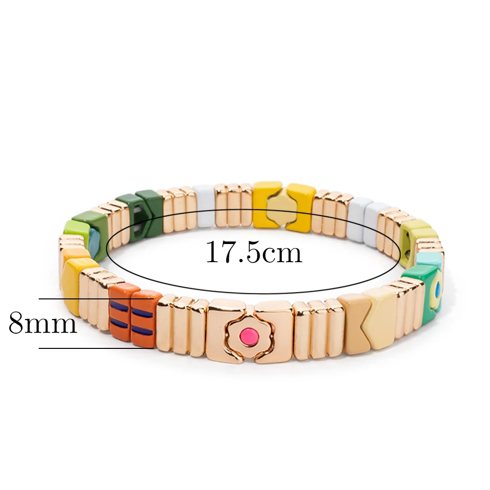 2024 New 8mm Enamel Flower Bangle For Women Green Color Diasy Charm Hand Accessory