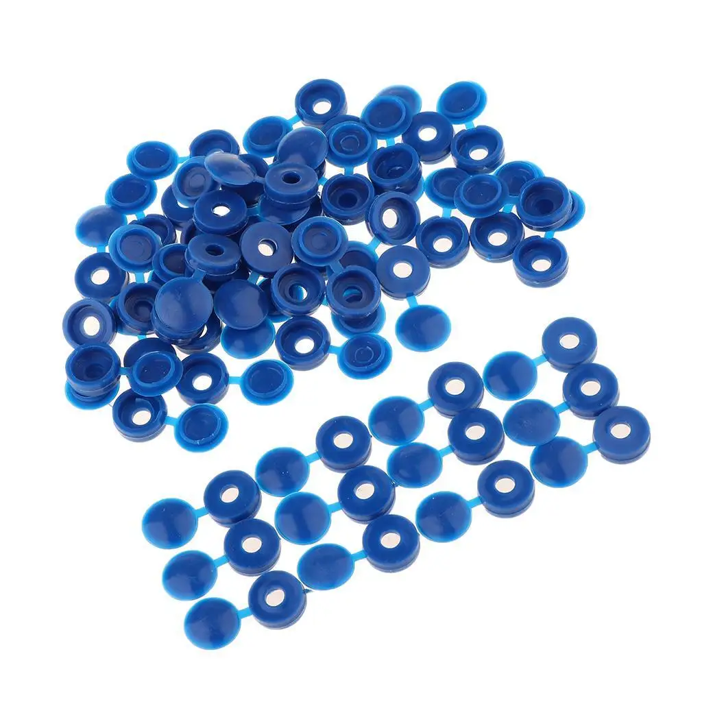 2/3/5 50pcs Furniture Decorative Cover Plastic Hinged Fold Snap Screw Caps Blue